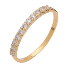 Meia Aliança De Ouro 18k Com Zircônia Branca - Meu Anel, 16