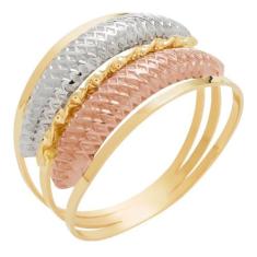 Anel de Ouro 18k Tricolor Feminino Due Viste, 21