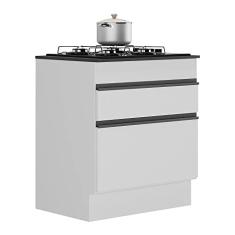 Balcão Cozinha c/Rodapé para Cooktop 70 cm 1 Porta 1 Gav Veneza Multimóveis Mp2118.964 Branco/preto