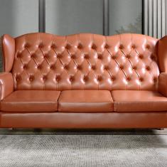 Sofá 3 Lugares Capitonê Vintage Imperador Chesterfield Caramelo