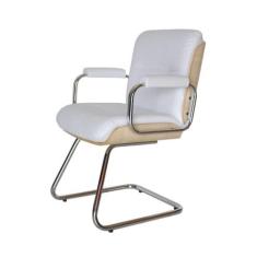 Poltrona Eames Diretor Fixa Linha Capa em Madeira Branco - Design Offi