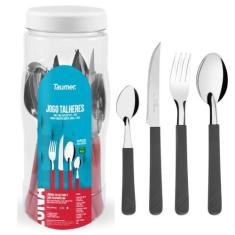 Jogo Faqueiro 24 Peças Luna Talheres Aço Inox Faca Garfo Colher + Pote