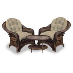 Conjunto de Poltronas Fibra Sintética Roma - 2 Poltronas + 1 Mesa Cent