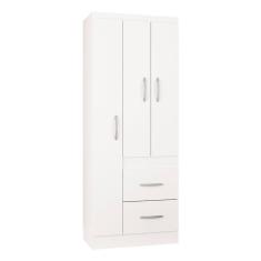 Guarda Roupa Solteiro Milão 3 Portas Branco Brilho – Poquema