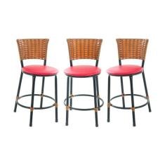 kit de 3 banquetas baixa balcão area cozinha americana - ESPAÇO JUNCO,