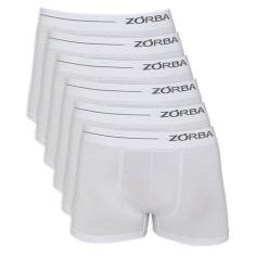 Kit 6 Cuecas Zorba Boxer Side sem Costura Microfibra 839 Branco - P, B