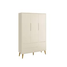 Guarda-roupa Retrô 3 Portas Théo New Areia Fosco Com Madeira - Reller