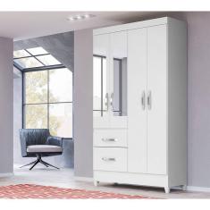 Guarda Roupa Roupeiro Solteiro Madri Branco Flex Com Espelho Moval