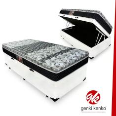 Cama Box Bau Conjugada Espuma Dupla Solteiro King Corino (110Kg - 0.96X2.03X56)