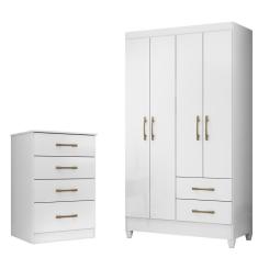 Kit Guarda Roupa Solteiro Chile e Cômoda MS