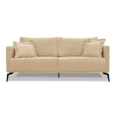 Sofá 3 Lugares Pé De Ferro Preto Rafaela 220 Cm Linho S04 - D'rossi Co