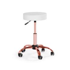 Banqueta Mocho - Sem Encosto - Branco  Rose Gold - Inova Metais de Ban