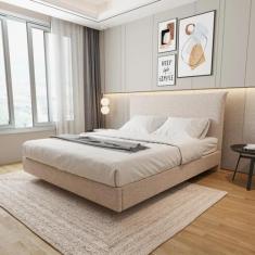 Cama King Boreal Flutuante CabeCasa MadeiraOriginals Bege - CabeCasa M