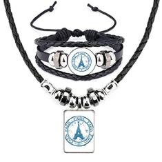Paris França Torre Eiffel Clássico Country City Colar Pulseira de Couro Conjunto de Joias
