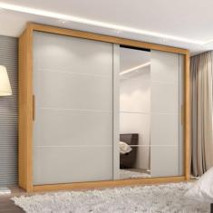 Guarda-roupa Casal 4 Espelhos 2 Portas de Correr Essencial Espresso Móveis Cinamomo/Areia