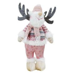 Boneco Natal Rena Rosa Natalina Tecido 44,5cm - Gici Christmas