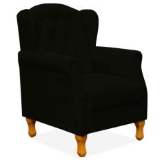 Poltrona Decorativa Para Sala de Estar Yara Corano Preto - Lyam Decor