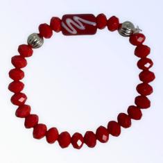Pulseira Iansã Firma Cristal Vermelho E Silicone