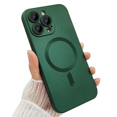 ankofave Capa Magnética para iPhone 13 Pro Max, Design Fosco Luxuoso Metálico Macio com Protetor de Lente de Câmera, Compatível com Capa Magsafe para iPhone 13 Pro Max 6,7 Polegadas - Verde Mate