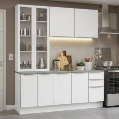 Armário de Cozinha Completa 190cm Branco Veludo Lux Madesa 02