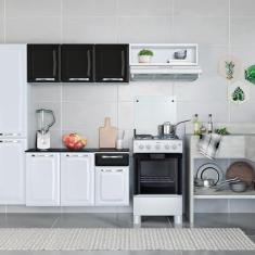 Cozinha Compacta 10 Portas 1 Gaveta Amanda Branco/Preto