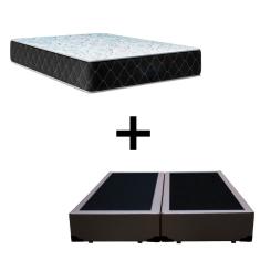 Cama Box Casal 138 Bipartido Tecido Marrom Com Colchão Marrocos Poliéster D33 30cm