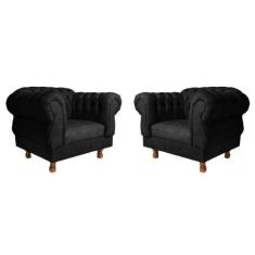 Kit 2 Poltronas Chesterfield Elisabeth Capitonê SALA/RECEPÇÃO/BARBEARI