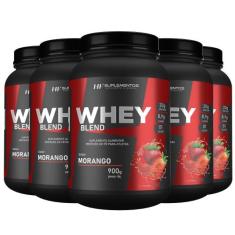 5x WHEY PROTEIN DE MORANGO 900G HF SUPLEMENTS, PREMIUM