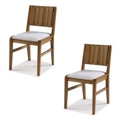 Kit 2 Cadeiras Estofadas Angra em Madeira Eucalipto-Mel