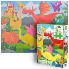 Quebra-Cabeça Dragões Dinossauros Dragon Baby Infantil 60Pçs