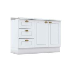 Balcão de Cozinha Americana p/ Pia 3 Gavetas e 2 Portas c/Tampo 120cm 