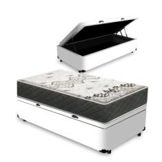 Cama Box Baú Solteiro + Colchão D33 Gazin Iso 3000 88cm, Branco