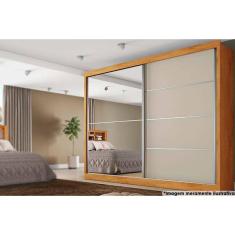 Guarda Roupas 2 Portas de Correr e 4 Gavetas c/ 1 Espelho Verona Plus Peroba/Off White/Peroba - Europa