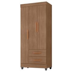 Guarda Roupa Solteiro Lite 3 Portas E 2 Gavetas Carvalho Oak - Móveis Leão Carvalho Oak
