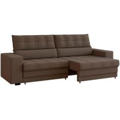 Sofá Retrátil Reclinável 3 Lugares Veludo Medelín Besthouse, Marrom, 3