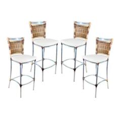 Kit 4 Banquetas Em Alumínio Jk Para Cozinha Capuccino