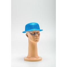 Chapéu Coco Plastico C/ Gliter - Festas e Fantasias, Azul Turquesa