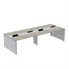 Mesa De Plataforma Dupla Para 4 Pessoas Corporativa 120x140-4p Nogueira Casblanca-cinza