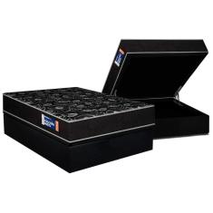 Conjunto Box Baú Casal: Colchão Espuma Plumatex D28 Isopluma + Base Crc Suede Black (138x188)