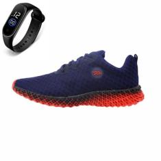 Tenis Feminino Academia Caminhada Ortopêdico Esporte de Amarrar + Reló