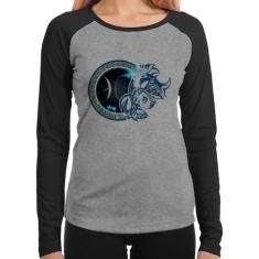 Baby Look Raglan Signo Peixes Astrologia Manga Longa - Foca na Moda, C