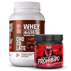 Combo Pré Treino Prohibido 360g + Whey Protein 100% Concentrado 900g-Unissex