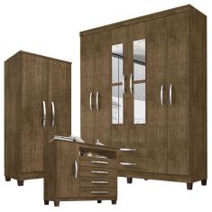Guarda Roupa Casal Modena 6 Portas de Bater 2 Gavetas MDP com Espelho Malbec