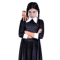 Fantasia Wandinha Vestido Infantil Oficial Com Mãozinha