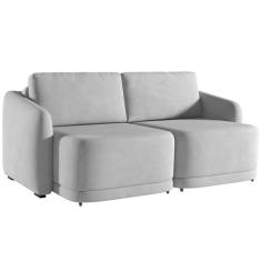 Sofá Cama para Sala de Estar 2 Lugares 176cm Montserrat K01 Veludo Cinza - Lyam Decor