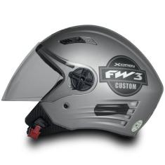 Capacete Para Moto Fw3 X Open Custom Prata Tamanho 56