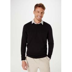 Blusão Básico Masculino Regular Em Tricô - Hering, P, Preto