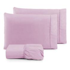 lençol king size 3 peças ponto palito percal algodão 180 fios - Lonhnh