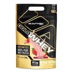 Gold Whey Protein 900g Refil Adaptogen Whey Concentrada, Morango