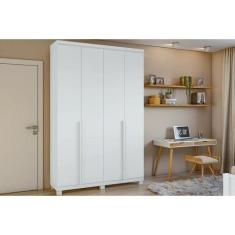 Guarda Roupa 4 Portas e 2 Gavetas c/ Pés Alonzo Branco - Lopas